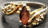 Women's 14KT Gold Electro-Plate Topaz Pink Gem Cubic Zirconia Ring Jewelry Sz8.5