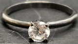 Vtg Women's Dark Tone Band w/ Large Cubic Zirconia Stone Gem Ring Jewelry Sz9 VF