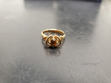 Women 14KT Gold Electro-Plate Tiger Eye Gemstone Diamond Cut Ring Jewelry Sz6