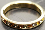 Women 14KT Gold Electro-Plate Cubic Zirconia & Orange Gems Ring Jewelry Sz6.5 VF