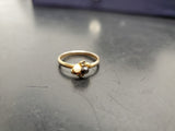 Womens 14KT Gold Electro-Plate Onyx Pearl Cubic Zirconia Gems Ring Jewelry Sz9.5