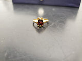 Women 14KT Gold Electro-Plate Ornate Red Ruby Gemstone Ring Jewelry Sz9.5 Beauty