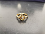 Women 14KT Gold Electro-Plate All Seeing Eye Cubic Zirconia Gem Ring Jewelry Sz6