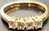 Women 14KT Gold Electro-Plate 4 Stone Cubic Zirconia Gems Ring Jewelry Sz9 Class