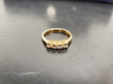 Women 14KT Gold Electro-Plate 4 Stone Cubic Zirconia Gems Ring Jewelry Sz9 Class