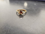 Womens 14KT Gold Electro-Plate Red Ruby Heart Cubic Zirconia Ring Jewelry Sz9 VF