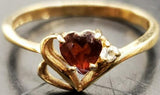 Womens 14KT Gold Electro-Plate Red Ruby Heart Cubic Zirconia Ring Jewelry Sz9 VF