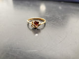 Womens 14KT Gold Electro-Plate Red Ruby Heart Cubic Zirconia Ring Jewelry Sz9 VF