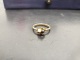 Womens 14KT Gold Electro-Plate Onyx Pearl Cubic Zirconia Gems Ring Jewelry Sz9.5