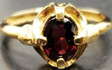 Women 14KT Gold Electro-Plate Ornate Red Ruby Gemstone Ring Jewelry Sz9.5 Beauty