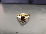 Women 14KT Gold Electro-Plate Ornate Red Ruby Gemstone Ring Jewelry Sz9.5 Beauty