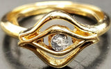 Women 14KT Gold Electro-Plate All Seeing Eye Cubic Zirconia Gem Ring Jewelry Sz6