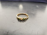 Women 14KT Gold Electro-Plate 3 Stone Cubic Zirconia/Emerald Ring Jewelry Sz9 VF