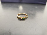 Women 14KT Gold Electro-Plate 3 Stone Cubic Zirconia/Emerald Ring Jewelry Sz9 VF