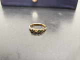 Women 14KT Gold Electro-Plate 3 Stone Cubic Zirconia/Emerald Ring Jewelry Sz9 VF