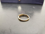 Women 14KT Gold Electro-Plate 3 Stone Cubic Zirconia/Emerald Ring Jewelry Sz9 VF