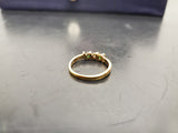 Women 14KT Gold Electro-Plate 3 Stone Cubic Zirconia/Emerald Ring Jewelry Sz9 VF