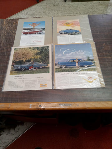 Vtg Advertisements Chevrolet Impala 2Door Sport Coupe Cadillac Goldn Anniversary