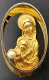 Vtg Mary Gold Pearl Brooch Classy Religion Christianity Present Gift Pin-On