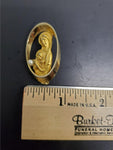 Vtg Mary Gold Pearl Brooch Classy Religion Christianity Present Gift Pin-On