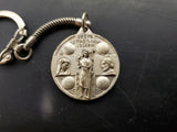 Vtg Jesus Mary Joseph Pray For Us Sorrowful Mother Shrine Keychain Beautiful VF