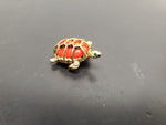 Vtg Faux Ruby Gold Emerald Turtle/Tortoise Brooch Pin On Lapel Collectible Neat