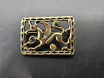 Vtg Gold Brooch Adorned W/Emerald Sapphire Ruby Topaz Gems Pin On Collectible VF