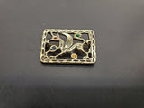 Vtg Gold Brooch Adorned W/Emerald Sapphire Ruby Topaz Gems Pin On Collectible VF