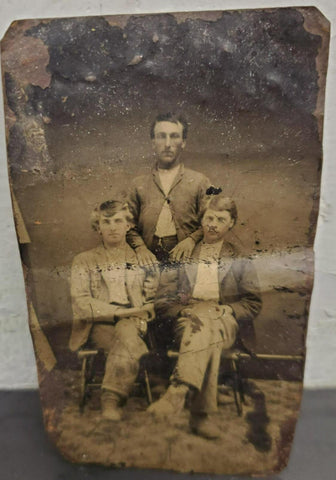 Antique 1800s Tin Type Photo Pre WW1 Hard Times Snapshot Unique Collectible Rare
