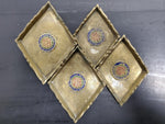 Vtg Set of 4 Stackable Gold Ornate Design Emblem Ash Trays Collectible Unique