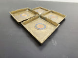 Vtg Set of 4 Stackable Gold Ornate Design Emblem Ash Trays Collectible Unique