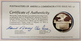 Vtg '72 Postmasters America Commemorative Issue Coin #13 W/Cert Auth Ster Silver