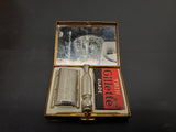 Vtg  Gillette Golden Razor w Blades Case Mirror Shaving Travel Blades Set Lot