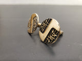 Vtg Antique Men's Gold/Black Cufflinks Embossed W/Music Notes Suit Tie Tuxedo VF