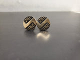 Vtg Antique Men's Gold/Black Cufflinks Embossed W/Music Notes Suit Tie Tuxedo VF
