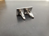 Vtg Antique Men's Silver Platinum Tone Ornate Cufflinks Jewelry Suit Tie Tuxedo