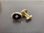 Vtg Antique Men's Gold Onyx Stone Ornate Cufflinks Jewelry Suit Tie Tuxedo Gala