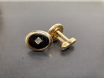 Vtg Antique Men's Gold Onyx Stone Ornate Cufflinks Jewelry Suit Tie Tuxedo Gala