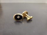 Vtg Antique Men's Gold Onyx Stone Ornate Cufflinks Jewelry Suit Tie Tuxedo Gala