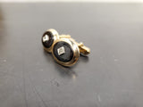 Vtg Antique Men's Gold Onyx Stone Ornate Cufflinks Jewelry Suit Tie Tuxedo Gala