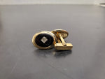 Vtg Antique Men's Gold Onyx Stone Ornate Cufflinks Jewelry Suit Tie Tuxedo Gala