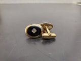 Vtg Antique Men's Gold Onyx Stone Ornate Cufflinks Jewelry Suit Tie Tuxedo Gala