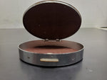 Vtg Antique Silver Trinket Jewelry Oval Box W/Prayer Mary Christianity Religion