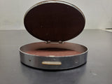 Vtg Antique Silver Trinket Jewelry Oval Box W/Prayer Mary Christianity Religion