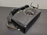 Vtg Bell System Western Electric Black Rotary Wall Phone 554F Collectible Unique