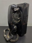 Vtg Bell System Western Electric Black Rotary Wall Phone 554F Collectible Unique