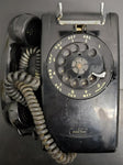 Vtg Bell System Western Electric Black Rotary Wall Phone 554F Collectible Unique