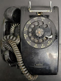 Vtg Bell System Western Electric Black Rotary Wall Phone 554F Collectible Unique