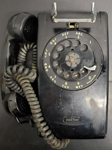 Vtg Bell System Western Electric Black Rotary Wall Phone 554F Collectible Unique