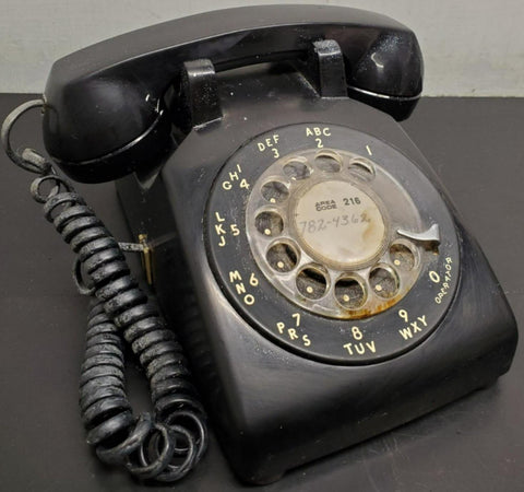 Vtg Bell System Western Electric Black Rotary Dial Office Desk Phone Model 500